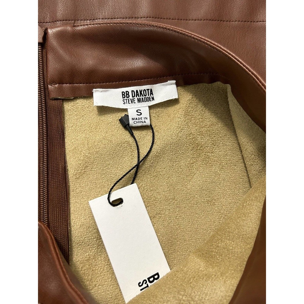 BB Dakota Women’s Faux Leather Cognac Mini Skirt New With Tags Size Small - Picture 5 of 7